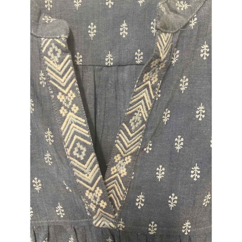 Charlie Paige Womens Boho Peasant Tunic Blouse Blue Cotton Embroidered XL - Picture 3 of 7